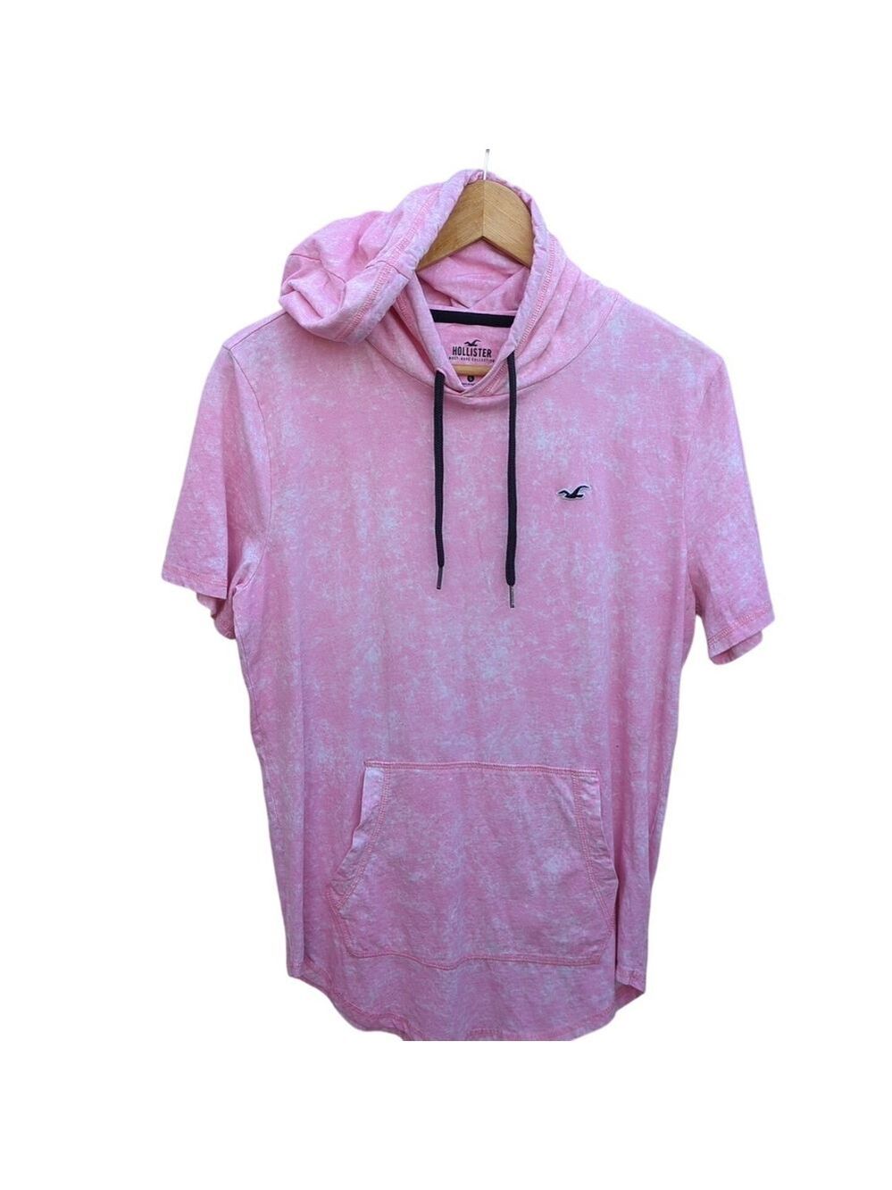 Hollister Women's Pink Hooded Tee Short Sleeve Logo Shirt. Small Size